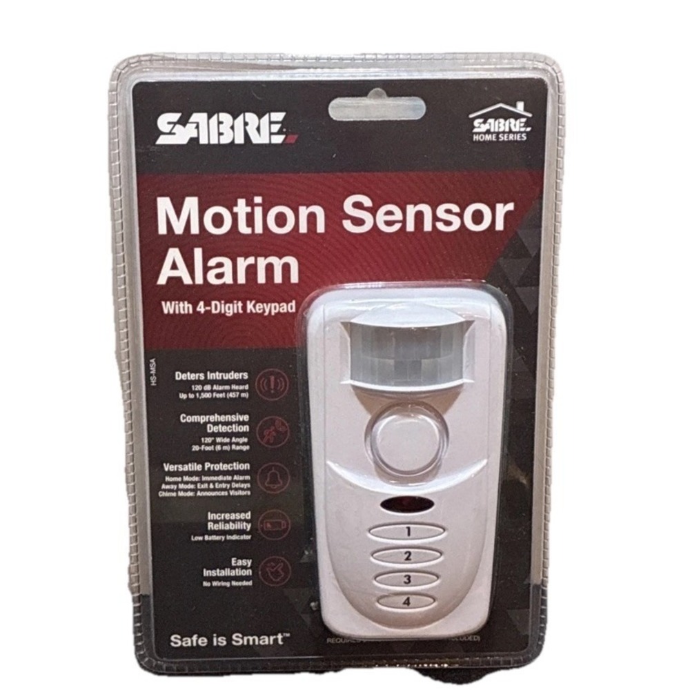 Sabre Motion Alarm with Keypad  120dB, White, Model#‎ HS-MSA NEW Protection Lock
